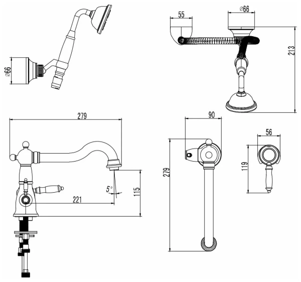 Смеситель для ванны и душа Lemark Villa (LM4847C)